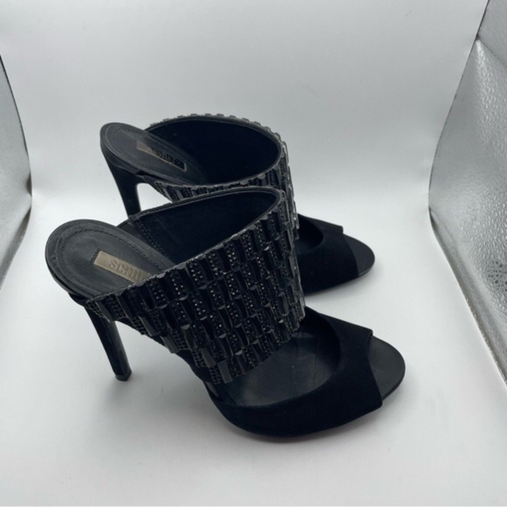 Elegant Black Beaded Women's Heels